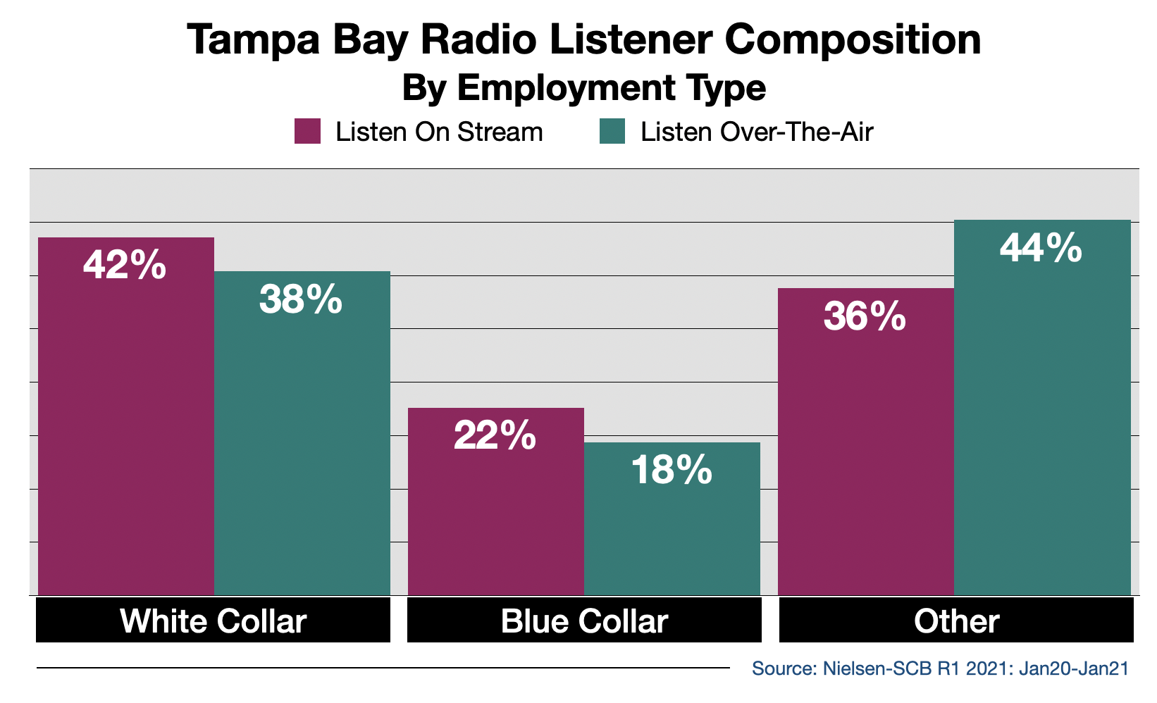 Advertise on Tampa Radio Streaming Audio By Employment Type