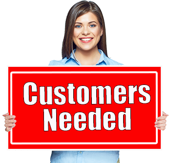 350 px customers needed woman holding blank sign shutterstock_397572460