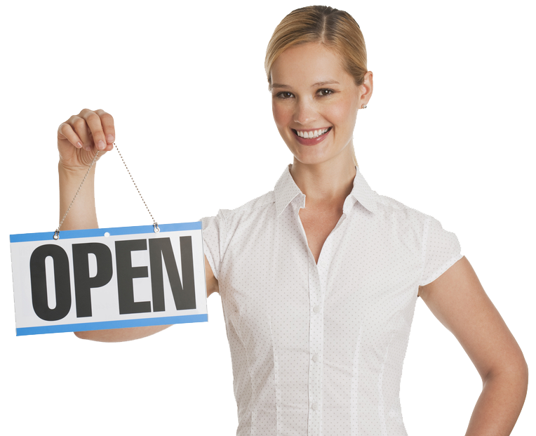 TAM business owner with open sign shutterstock_35125528